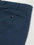 Loro Piana - Pantaflat Slim-Fit Pleated Stretch-Cotton Trousers - Blue