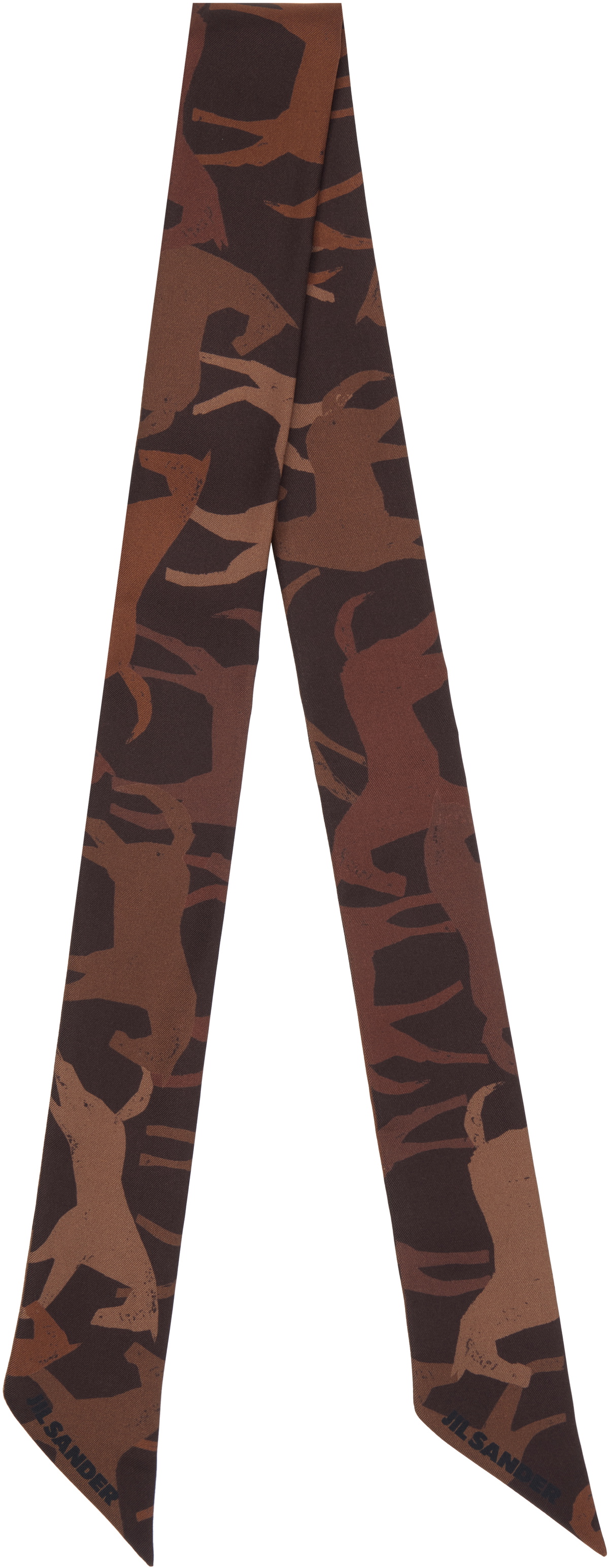 Jil Sander Brown Printed Silk Scarf