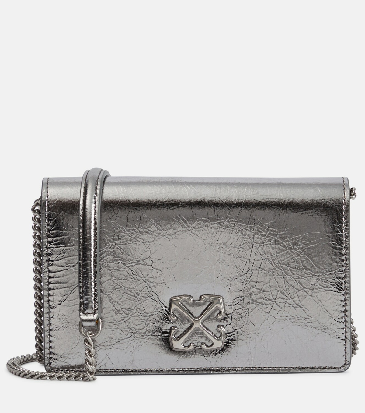 Marge Sherwood Mini Pump Metallic Leather Top Handle Bag In Silver