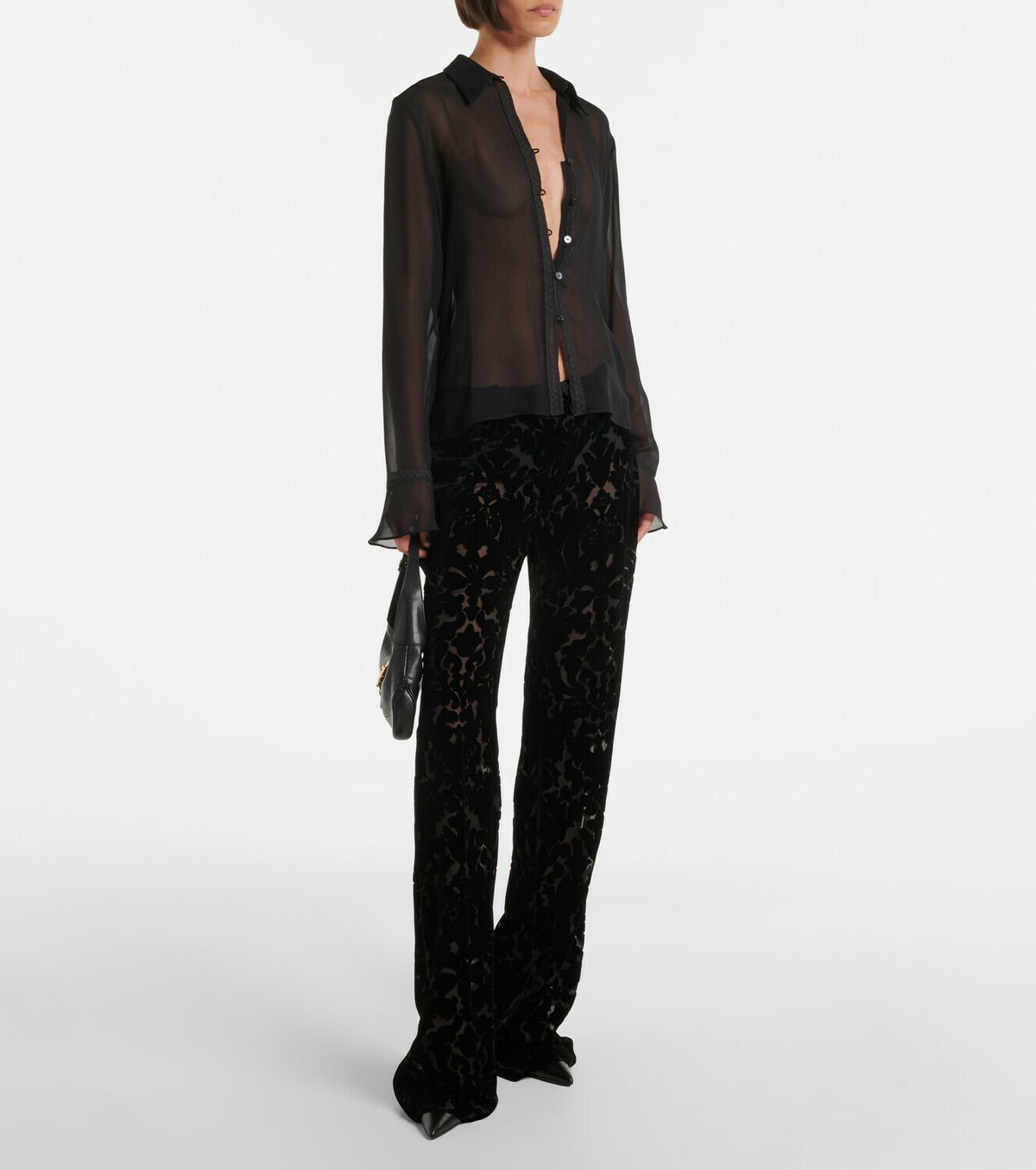 Gucci Floral devoré velour wide-leg pants