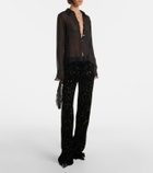 Gucci Floral devoré velour wide-leg pants