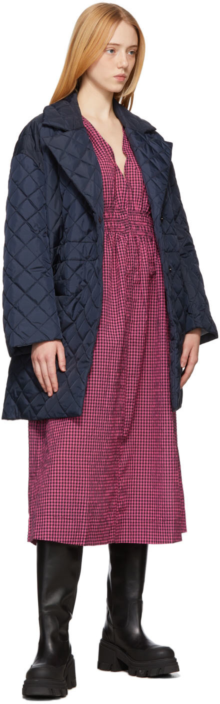 open lace back dress GANNI seersucker gingham dress with puff sleeves – BOREAL REBORN main image 0