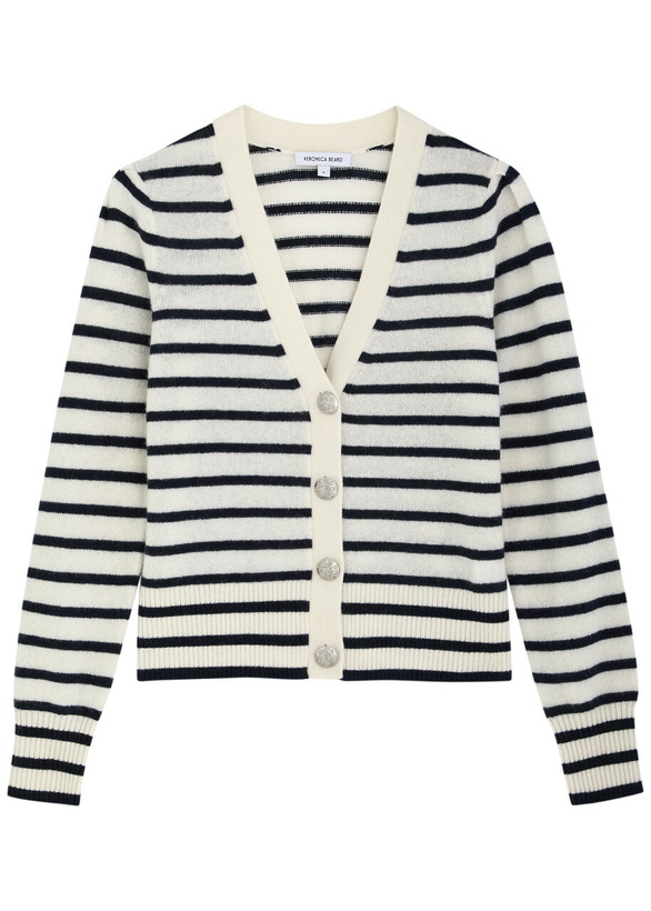 Photo: Veronica Beard Solene Striped Cashmere Cardigan Cream