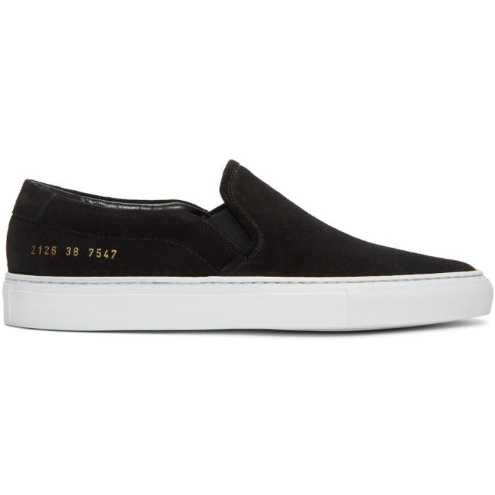 Photo: Common Projects Black Suede Slip-On Sneakers 