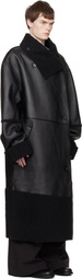Entire Studios Black Long Leather & Faux-Shearling Coat