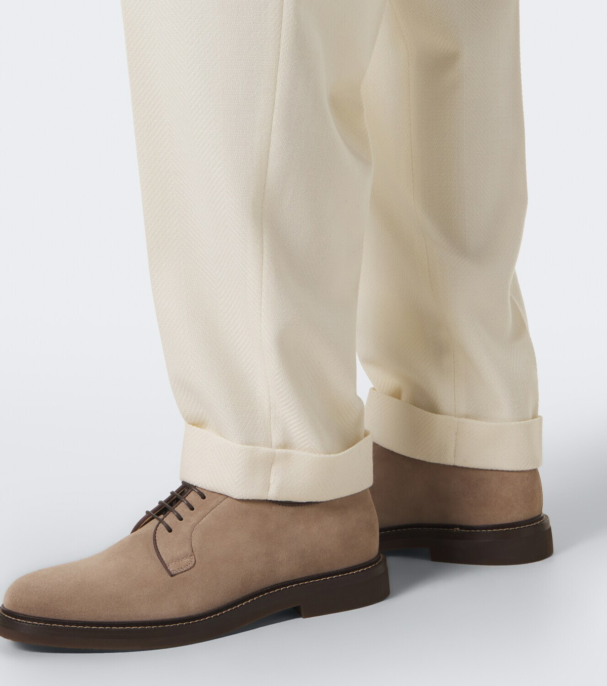 Brunello Cucinelli Pleated wool and cotton straight pants