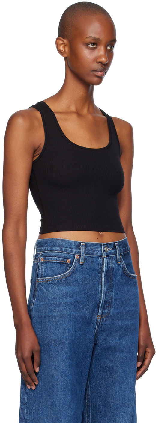 ÉTERNE Black Square Neck Tank Top