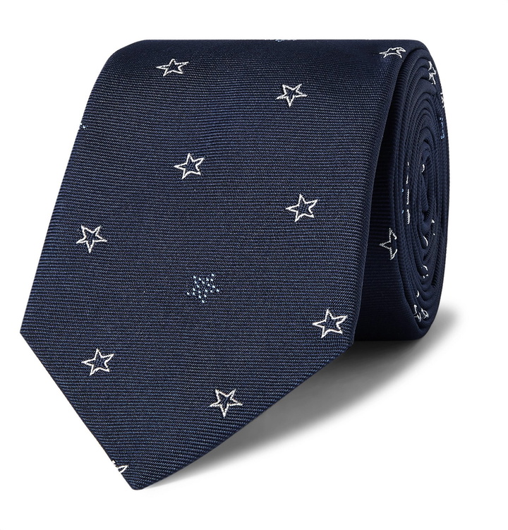 Photo: Paul Smith - 8cm Embroidered Silk-Twill Tie - Blue