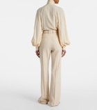 Loro Piana Belted linen and wool straight pants