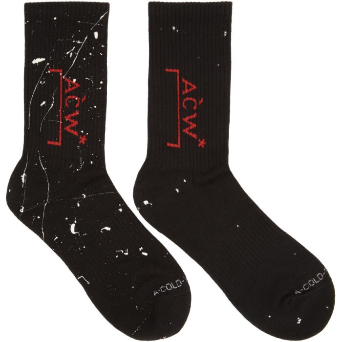 Photo: A-Cold-Wall* SSENSE Exclusive Black and Red Logo Socks 
