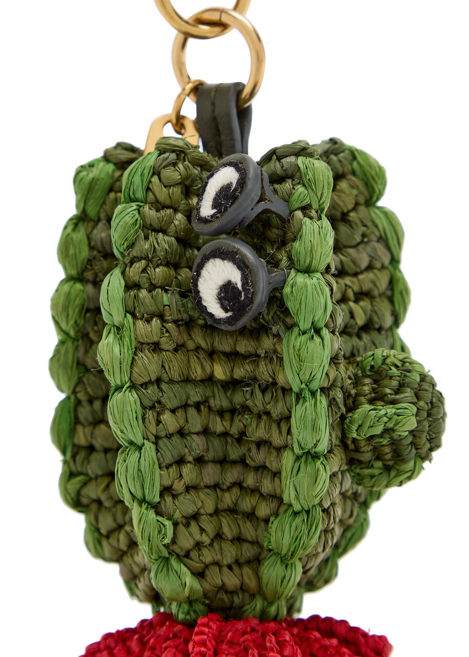 Anya Hindmarch Cactus Raffia and Leather bag Charm - Khaki - One Size