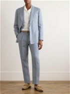 Brunello Cucinelli - Striped Linen Suit Trousers - Blue