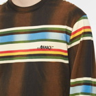 Awake NY Men's Long Sleeve Stripe T-Shirt in Brown Multi