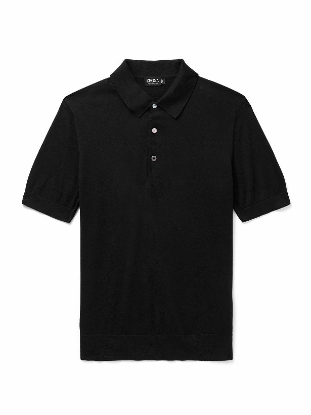 Photo: Zegna - Slim-Fit Cotton Polo Shirt - Black