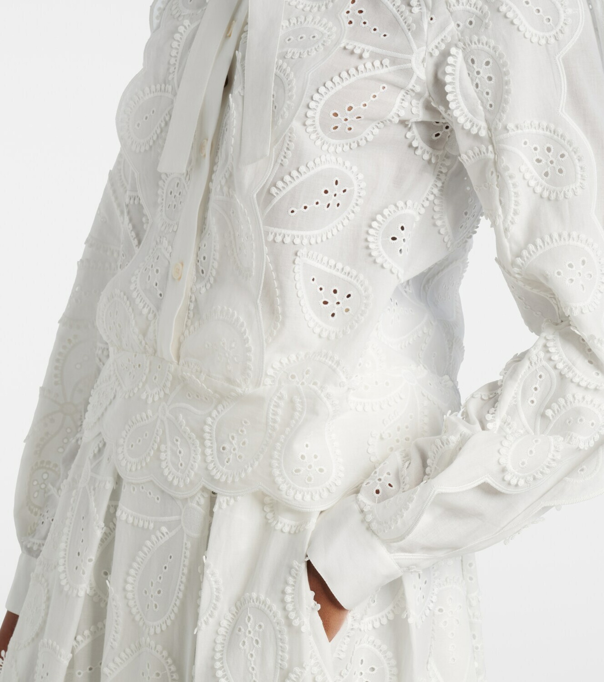 Elie Saab Embroidered tie-neck blouse