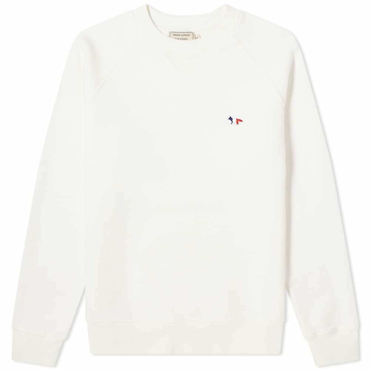 Photo: Maison Kitsuné Men's Tricolor Fox Patch Clean Crew Sweat in Ecru