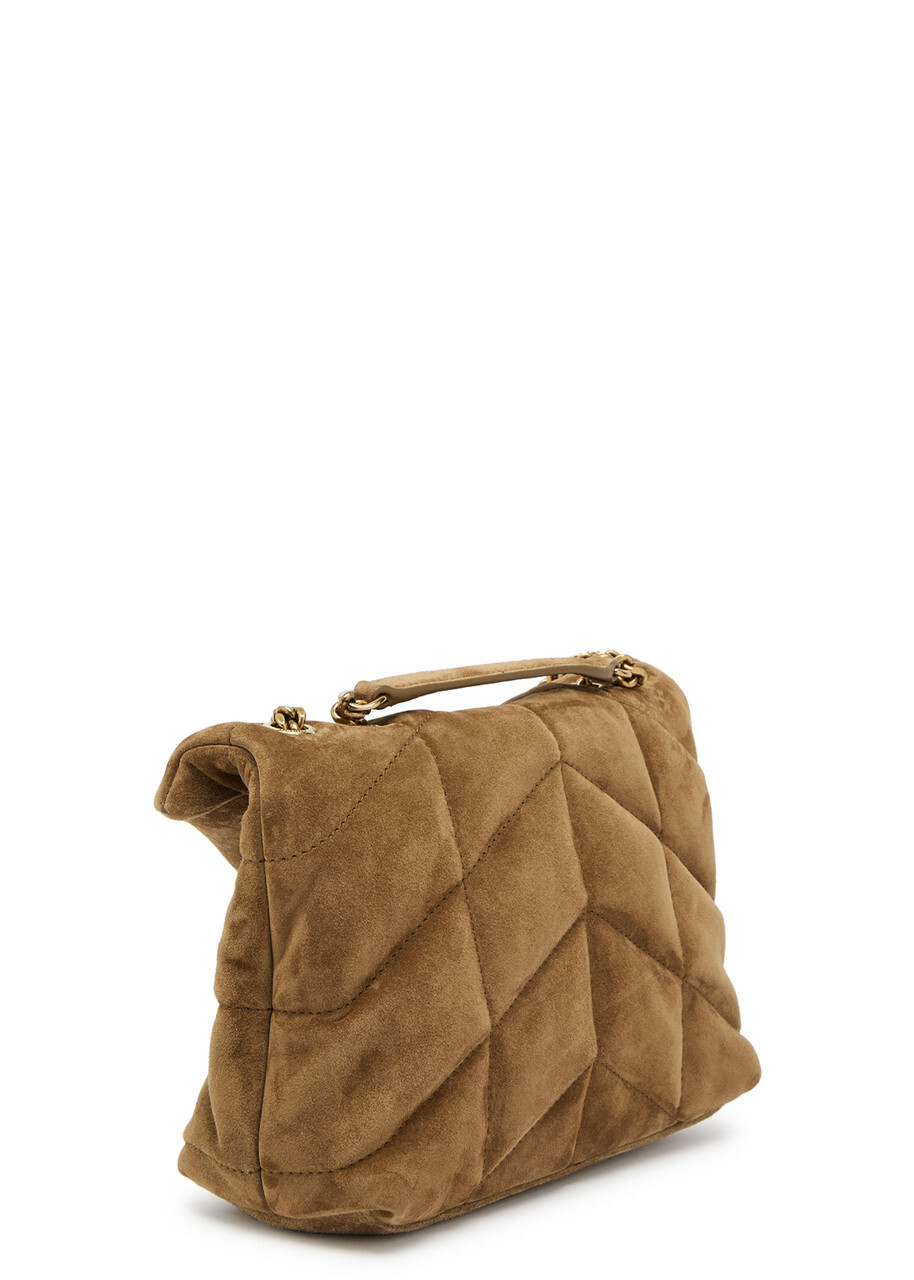 Saint Laurent Toy Puffer Quilted Suede Shoulder bag - Brown - One Size