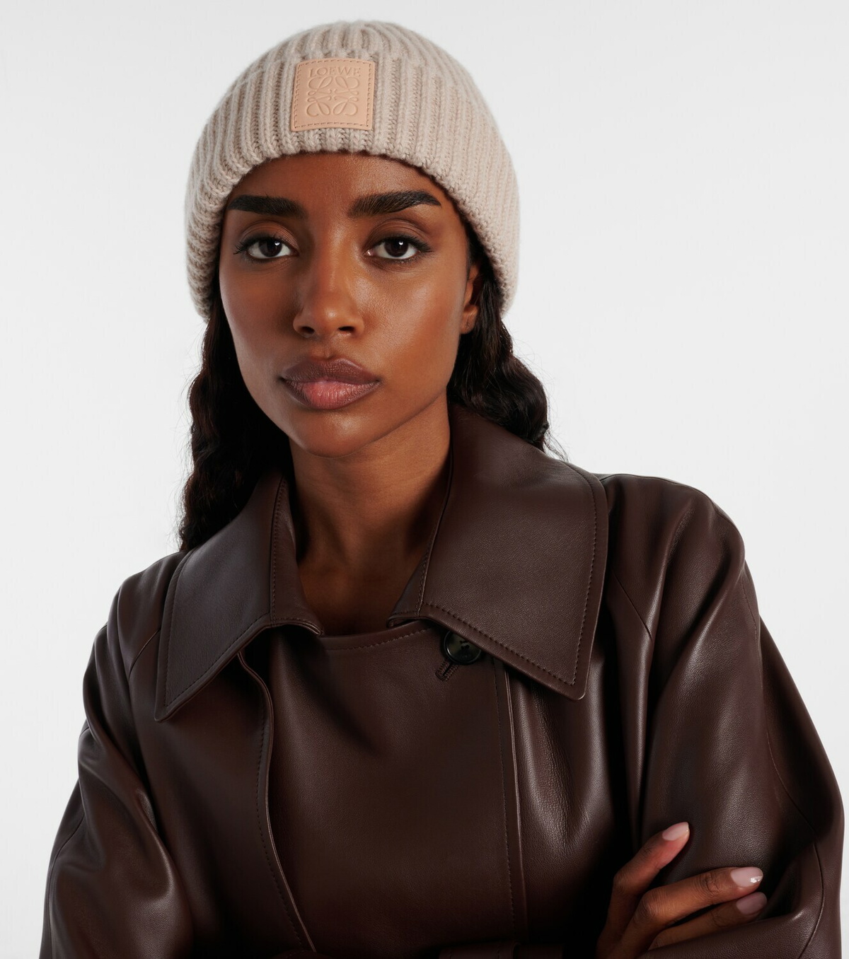 Loewe Anagram ribbed-knit cashmere beanie