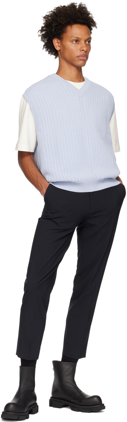 Solid Homme Blue V-Neck Vest