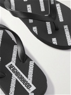Neighborhood - Logo-Print Rubber and Foam Flip Flops - Black