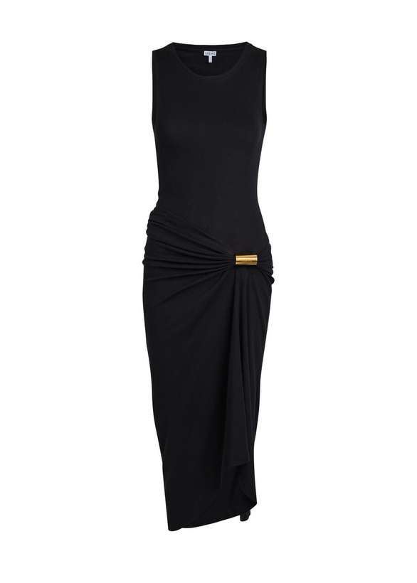 Photo: Loewe Draped Stretch-cotton Midi Dress Black