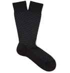 Ermenegildo Zegna - Textured Stretch Cotton-Blend Jacquard Socks - Navy