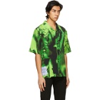 MCQ Black and Green Silk Rave Short Sleeve Shirt