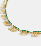 Ileana Makri Grass Sunny 18kt gold necklace with emeralds