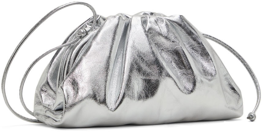Cassette padded leather handbag Bottega Veneta Silver in Leather - 31770971