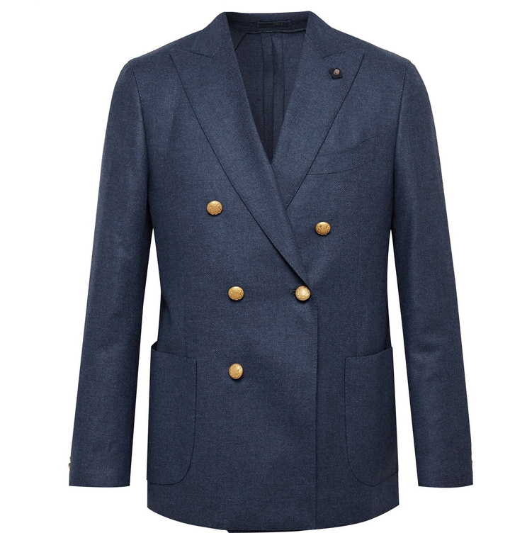 Photo: Lardini - Double-Breasted Wool Blazer - Blue