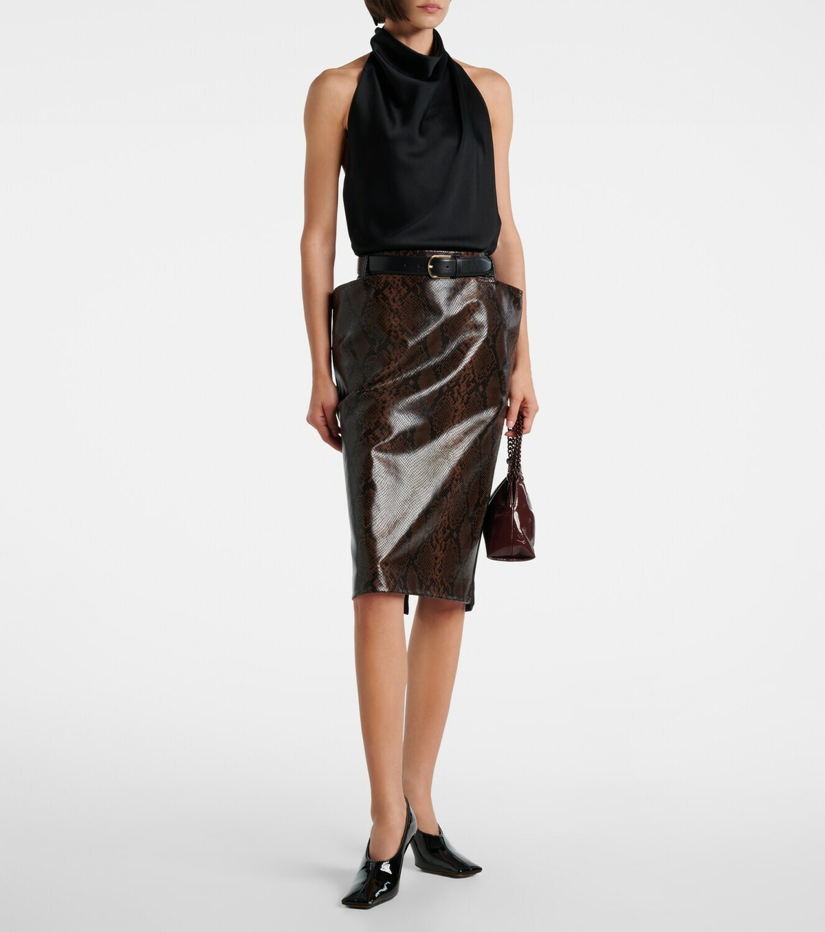 Stella McCartney Snake-effect midi skirt
