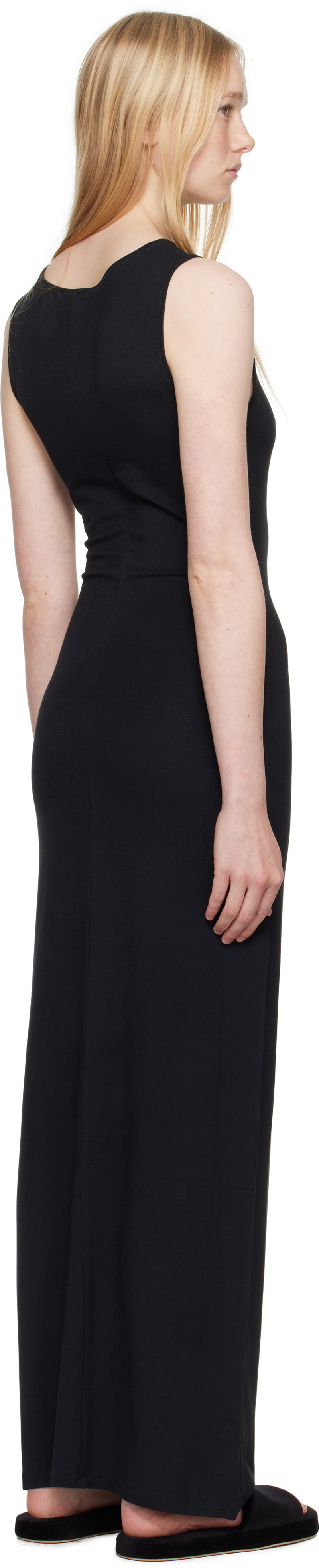 SKIMS Black Smooth Layers Long Boat Neck Maxi Dress