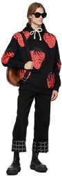 JW Anderson Black & Red Oversized Strawberry Hoodie