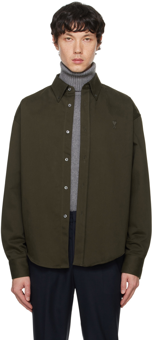 AMI Paris Brown Ami De Cœur Boxy Fit Shirt