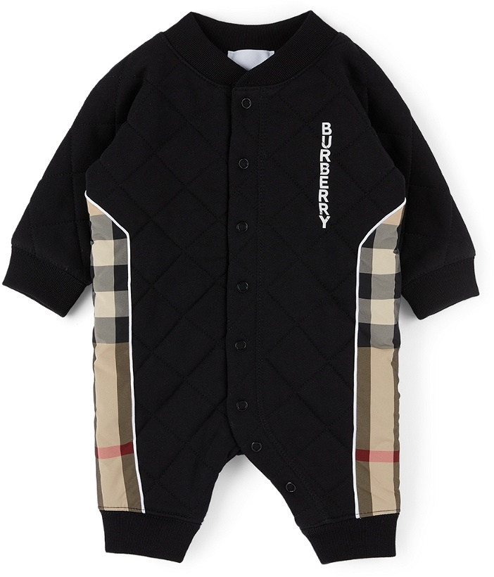 Photo: Burberry Baby Black Quilted Vintage Check Jumpsuit