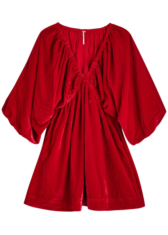 Photo: Free People Portia Velvet Mini Dress Red
