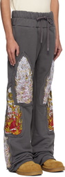 Who Decides War Gray Triple Flame Glass Sweatpants