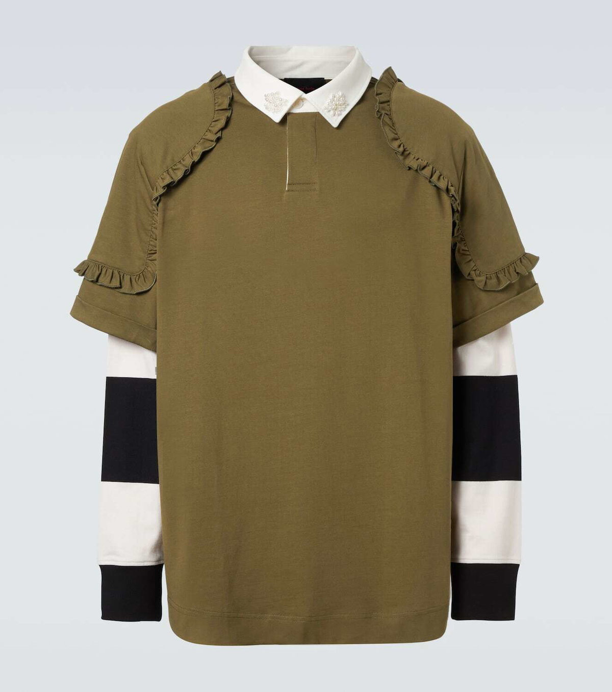 Simone Rocha Layered ruffled cotton jersey polo shirt