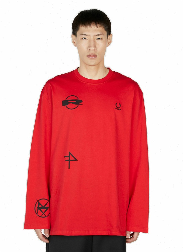 Photo: Raf Simons x Fred Perry - Printed Long Sleeve T-Shirt in Red