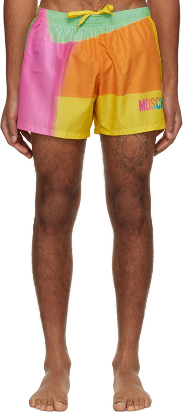 Photo: Moschino Multicolor Projection Print Swim Shorts