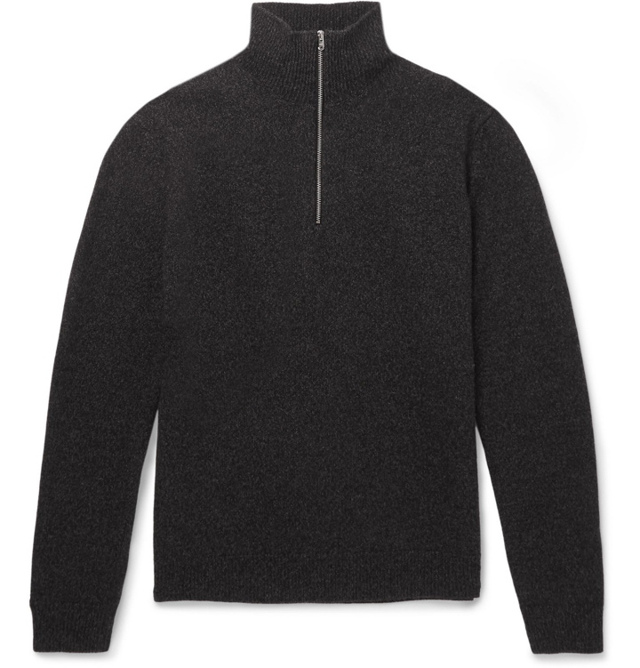 Photo: Norse Projects - Fjord Slim-Fit Mélange Merino Wool Half-Zip Sweater - Gray