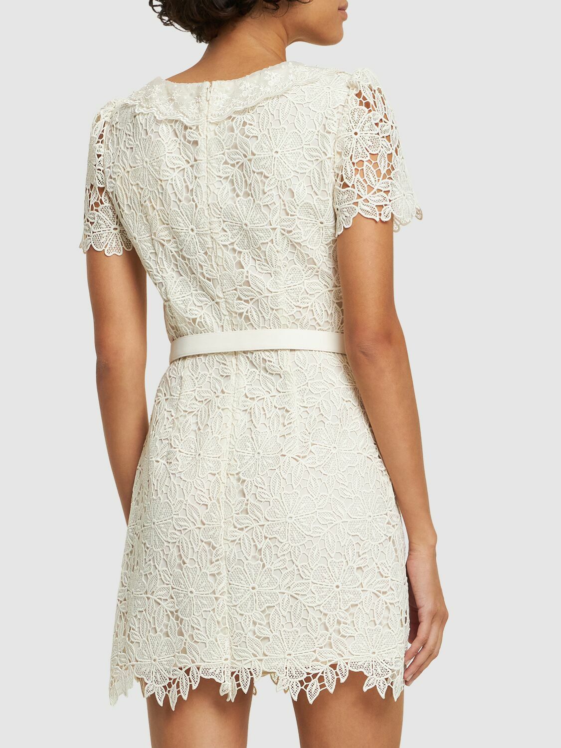 SELF-PORTRAIT - Short Sleeve Lace Mini Dress Self-Portrait