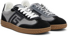 BALMAIN Gray & Black Suede 'Balmain Swan' Sneakers