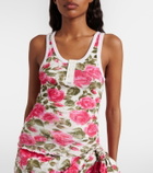 Chloé Floral ribbed cotton-blend tank top