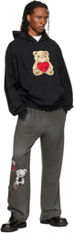 We11done Gray Washed Doodle Teddy Sweatpants