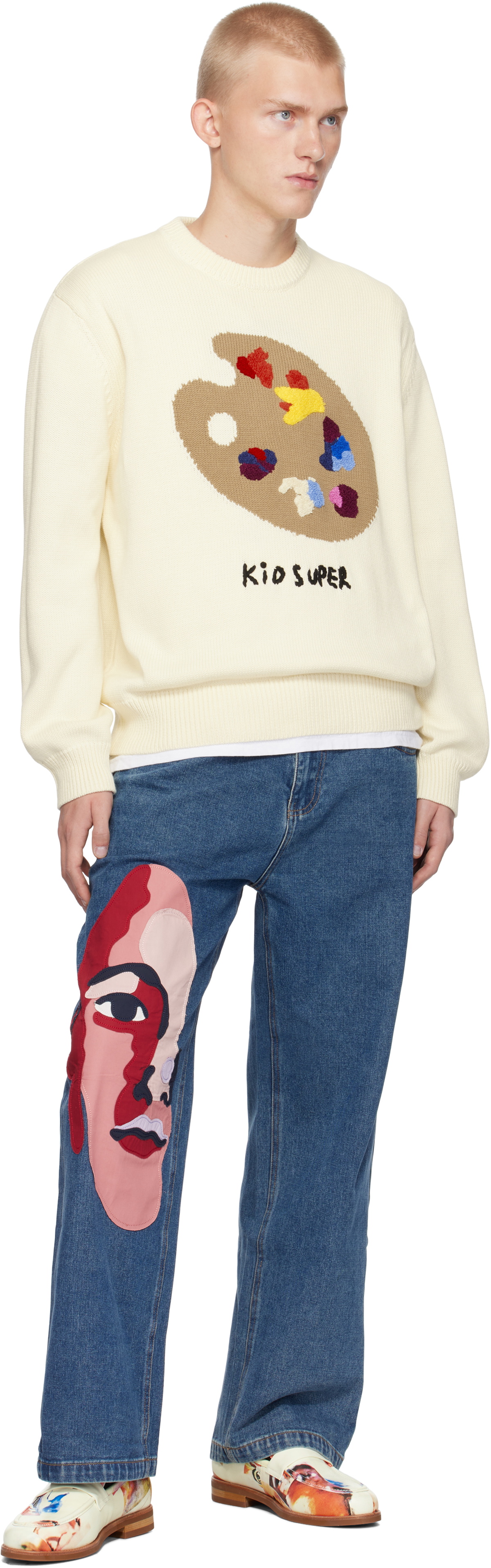KidSuper Off-White Paint Palette Sweater