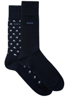 Boss Patterned Cotton-blend Socks set of two Navy