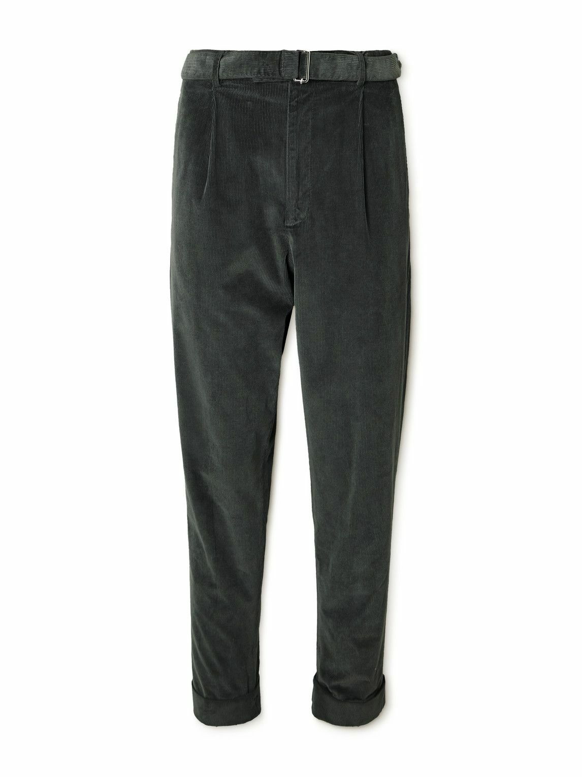 Officine Générale - Hugo Tapered Belted Cotton-Blend Corduroy Trousers ...