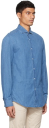 Brunello Cucinelli Blue Denim Effect Shirt