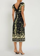 Alice + Olivia Rose Floral-print Crepe Midi Dress Black